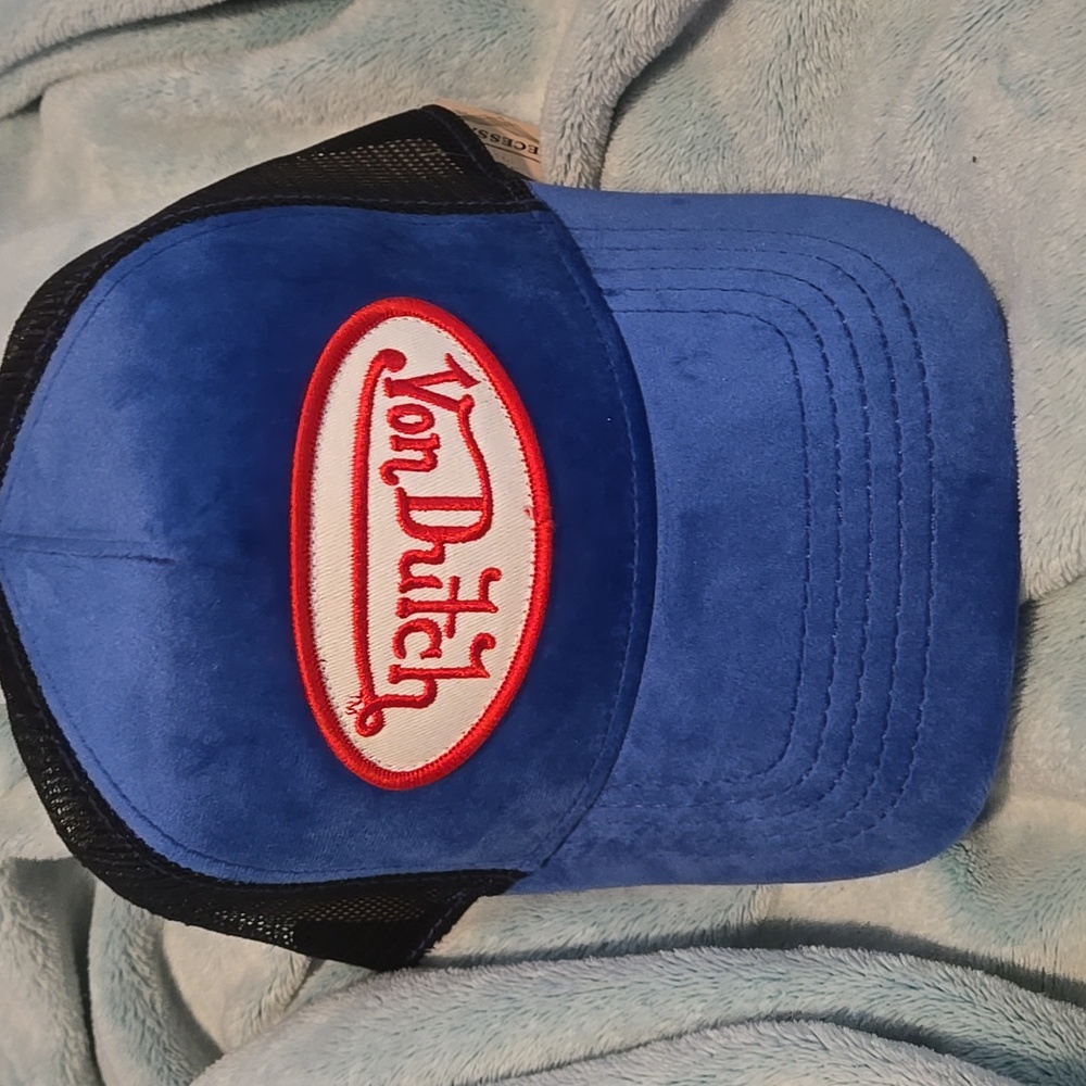 🩵🩵VON DUTCH TRUCKER CAP HAT OS NEW WITH TAGS BLUE🌟🌟